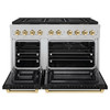 ZLINE Autograph Edition 48-Inch 6.7 cu. ft. Paramount Dual Fuel Range with 8 Burner DuoPro™ Cooktop and Dual Ovens in Satin Stainless Steel with Black Matte Doors and Polished Gold Accents (PSDRSZ-BLM48-G)