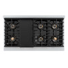 ZLINE Autograph Edition 48-Inch 6.7 cu. ft. Paramount Dual Fuel Range with 8 Burner DuoPro™ Cooktop and Dual Ovens in Satin Stainless Steel with Black Matte Doors and Polished Gold Accents (PSDRSZ-BLM48-G)