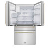 ZLINE Autograph Edition 4-Piece Appliance Package - 48-Inch Dual Fuel Range, Refrigerator with Water Dispenser, Wall Mounted Range Hood, & 24-Inch Tall Tub Dishwasher in Stainless Steel with Gold Trim (4AKPR-RARHDWM48-G)