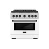 ZLINE Autograph Edition 36-Inch 5.2 cu. ft. Paramount Gas Range with 6 Burner DuoPro™ Cooktop and Convection Gas Oven in Satin Stainless Steel with White Matte Door and Matte Black Accents (PSGRSZ-WM-36-MB)