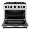 ZLINE Autograph Edition 36-Inch 5.2 cu. ft. Paramount Gas Range with 6 Burner DuoPro™ Cooktop and Convection Gas Oven in Satin Stainless Steel with White Matte Door and Matte Black Accents (PSGRSZ-WM-36-MB)
