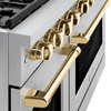 ZLINE Autograph Edition 3-Piece Appliance Package - 48-Inch Gas Range, Wall Mounted Range Hood, & 24-Inch Tall Tub Dishwasher in Stainless Steel with Gold Trim (3AKPR-SGRRH48-G)
