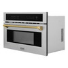 ZLINE Autograph 30-Inch Microwave Oven in Stainless Steel and Polished Gold Helix Handle (MWOZ-30-KG)
