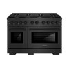 ZLINE 48-Inch 6.7 Cu. Ft. Paramount Double Oven Dual Fuel Range in Black Satin Stainless Steel with 8 Brass Burners (SDRBS-BR-48)