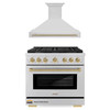 ZLINE Autograph Edition 2-Piece Appliance Package - 36-Inch Gas Range & Wall Mounted Range Hood in Stainless Steel with Champagne Bronze Trim (2AKP-SGRRH36-CB)
