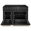 ZLINE Designer 48-Inch 6.7 Cu. Ft. Dual Fuel Range with 8 Burner Gas Cooktop in Black Satin with Black and Champagne Bronze Helix Handle (SDRBSZ-48-MBCB)