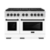 ZLINE Autograph Edition 2-Piece Appliance Package - 48-Inch Gas Range & Wall Mounted Range Hood in Stainless Steel and White Door with Matte Black Trim (2AKPR-SGRWMRH48-MB)