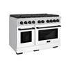 ZLINE Autograph Edition 2-Piece Appliance Package - 48-Inch Gas Range & Wall Mounted Range Hood in Stainless Steel and White Door with Matte Black Trim (2AKPR-SGRWMRH48-MB)