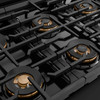 ZLINE Autograph 48-Inch Paramount DuoPro Gas Range in Black Stainless Steel with Polished Gold Helix Handles (PSGRBZ-48-KG)