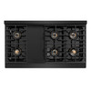 ZLINE Autograph 48-Inch Paramount DuoPro Gas Range in Black Stainless Steel with Polished Gold Helix Handles (PSGRBZ-48-KG)
