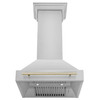 ZLINE Autograph Edition 4-Piece Appliance Package - 30-Inch Gas Range, Refrigerator, Wall Mounted Range Hood, & 24-Inch Tall Tub Dishwasher in Stainless Steel with Gold Trim (4KAPR-SGRRHDWM30-G)