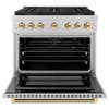 ZLINE Autograph 36-Inch Paramount DuoPro Gas Range in Stainless Steel with Gold Helix Handle (PSGRZ-36-KG)
