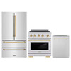 ZLINE 3-Piece Appliance Package - 30-Inch Autograph Edition Induction Range, 36-Inch French Door Refrigerator, and Dishwasher in Stainless Steel with Gold Trim