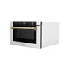 ZLINE 5-Piece Appliance Package - 30-Inch Dual Fuel Range, Hood, Refrigerator with Water Dispenser, Dishwasher, and Microwave Drawer in Stainless Steel with Champagne Bronze Accents