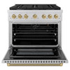 ZLINE Autograph 36-Inch Paramount Gas Range in Stainless Steel with Champagne Bronze Helix Handle (SGRZ-36-KCB)