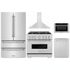 ZLINE 5-Piece Appliance Package - 36-Inch Dual Fuel Range, Hood, Refrigerator, Dishwasher, and Microwave Drawer in Stainless Steel