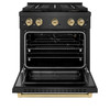ZLINE Autograph 30-Inch 4.2 Cu. Ft. Paramount Gas Range with 4 Burner DuoPro Cooktop in Black Satin and Champagne Accents (PSGRBSZ-30-CB)