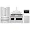 ZLINE 5-Piece Appliance Package - 48-Inch Gas Range, Hood, Refrigerator, Dishwasher, and Microwave Drawer in Stainless Steel