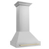 ZLINE Autograph Edition 2-Piece Appliance Package - 30-Inch Gas Range & Wall Mounted Range Hood in Stainless Steel with Gold Trim (2AKP-SGRRH30-G)