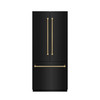 ZLINE Autograph 36-Inch Black Stainless Steel French Door Fridge w/ Stainless Interior & Gold Helix Handles (SRBIVZ-BS36KG)