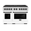 ZLINE Autograph Edition 48-Inch 6.7 cu. ft. Paramount Dual Fuel Range with 8 Burner DuoPro™ Cooktop and Dual Ovens in Satin Stainless Steel with White Matte Doors and Matte Black Accents (PSDRSZ-WM-48-MB)
