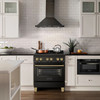ZLINE Autograph Edition 2-Piece Appliance Package - 30-Inch Dual Fuel Range & Wall Mounted Range Hood in Black Stainless Steel with Champagne Bronze Trim (2AKP-RABRH30-CB)