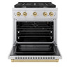 ZLINE Autograph Edition 3-Piece Appliance Package - 30-Inch Gas Range, Wall Mounted Range Hood, & 24-Inch Tall Tub Dishwasher in Stainless Steel with Champagne Bronze Trim (3AKP-SGRRHDWM30-CB)