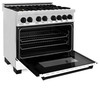 ZLINE Autograph Edition 3-Piece Appliance Package - 36-Inch Dual Fuel Range, Wall Mounted Range Hood, & 24-Inch Tall Tub Dishwasher in Stainless Steel and White Door with Matte Black Trim (3AKP-RAWMRHDWM36-MB)