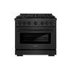 ZLINE 36-Inch 5.2 Cu. Ft. Paramount Gas Range with Convection Gas Oven in Black Satin Stainless Steel with 6 Brass Burners (SGRBS-BR-36)