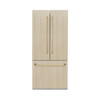ZLINE Autograph Edition 36-Inch 19.6 cu. ft. Panel Ready French Door Built-In Bottom Freezer Refrigerator with Water Dispenser and Ice Maker with Stainless Steel Interior and Polished Gold Accents (SRBIVZ-36-G)
