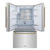ZLINE Autograph 36-Inch Standard-Depth French Door Refigerator with External Water Dispenser & Dual Ice Maker in Stainless Steel with Gold Helix Handles (RSMZ-W-36-KG)
