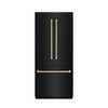 ZLINE Autograph Edition 36-Inch 19.6 cu. ft. French Door Built-In Bottom Freezer Refrigerator with Water Dispenser and Ice Maker in Black Stainless Steel with Stainless Steel Interior and Champagne Bronze Accents (SRBIVZ-BS-36-CB)