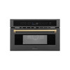 ZLINE Autograph Edition 2-Piece Appliance Package - 30-Inch Single Wall Oven with Self-Clean and 30-inch Built-In Microwave Oven in Black Stainless Steel with Champagne Bronze Trim