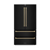 ZLINE Autograph Edition 4-Piece Appliance Package - 30-Inch Gas Range, Refrigerator, Wall Mounted Range Hood, & 24-Inch Tall Tub Dishwasher in Black Stainless Steel with Champagne Bronze Trim (4AKPR-SGRBRHDWV30-CB)