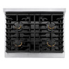 ZLINE Autograph Edition 3-Piece Appliance Package - 30" Gas Range, Wall Mounted Range Hood, &amp; 24" Tall Tub Dishwasher in Stainless Steel and White Door with Matte Black Trim (3AKP-SGRWMRHDWM30-MB)