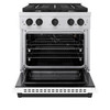 ZLINE Autograph Edition 3-Piece Appliance Package - 30" Gas Range, Wall Mounted Range Hood, &amp; 24" Tall Tub Dishwasher in Stainless Steel and White Door with Matte Black Trim (3AKP-SGRWMRHDWM30-MB)