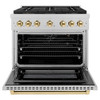 ZLINE Autograph Edition 36-Inch 5.2 cu. ft. Paramount Gas Range with 6 Burner DuoPro™ Cooktop and Convection Gas Oven in Satin Stainless Steel and Polished Gold Accents (PSGRSZ-36-G)