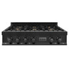 ZLINE 5-Piece Appliance Package - 36-Inch Rangetop with Brass Burners, Refrigerator, 30-Inch Electric Double Wall Oven, 3-Rack Dishwasher, and Convertible Wall Mount Hood in Black Stainless Steel (5KPR-RTBRH36-AWDDWV)
