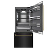 ZLINE Autograph 36-Inch Black Stainless Steel Built-In Refrigerator w/ Gray Interior & Gold Helix Handles (GRBITZ-BS36-KG)