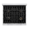 ZLINE 5-Piece Appliance Package - 30-Inch Gas Range, Hood, Refrigerator, Dishwasher, and Microwave Drawer in Stainless Steel with Matte Black Accents