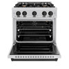 ZLINE 5-Piece Appliance Package - 30-Inch Gas Range, Hood, Refrigerator, Dishwasher, and Microwave Drawer in Stainless Steel with Matte Black Accents