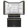 ZLINE Autograph Edition 4-Piece Appliance Package - 48-Inch Gas Range, Refrigerator with Water Dispenser, Wall Mounted Range Hood, & 24-Inch Tall Tub Dishwasher in Black Stainless Steel with Champagne Bronze Trim (4KAPR-SGRBRHDWV48-CB)