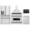 ZLINE 5-Piece Appliance Package - 36-Inch Dual Fuel Range, Hood, Refrigerator with Water Dispenser, Dishwasher, and Microwave Drawer in Stainless Steel