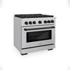 ZLINE Autograph Edition 4-Piece Appliance Package - 36-Inch Gas Range, Refrigerator, Wall Mounted Range Hood, & 24-Inch Tall Tub Dishwasher in Stainless Steel with Matte Black Trim (4KAPR-SGRRHDWM36-MB)