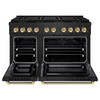 ZLINE Autograph 48 in. Paramount DuoPro Dual Fuel Range in Black Stainless Steel with Polished Gold Handles