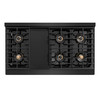 ZLINE Autograph 48 in. Paramount DuoPro Dual Fuel Range in Black Stainless Steel with Polished Gold Handles