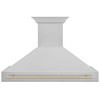 ZLINE Autograph Edition 2-Piece Appliance Package - 48-Inch Gas Range & Wall Mounted Range Hood in Satin Stainless Steel with Gold Trim (2AKPR-SGRSRH48-G)