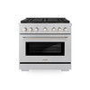 ZLINE 36-Inch 5.2 cu. ft. Paramount Dual Fuel Range with 6 Burner DuoPro™ Cooktop and Electric Convection Oven in Satin Stainless Steel (PSDRS-36)
