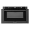 ZLINE 5-Piece Appliance Package - 36-Inch Gas Range, Hood, Refrigerator, Dishwasher, and Microwave Drawer in Black Stainless Steel