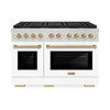 ZLINE Autograph Edition 48-Inch 6.7 cu. ft. Paramount Dual Fuel Range with 8 Burner DuoPro™ Cooktop and Dual Ovens with White Matte Doors and Champagne Bronze Accents (PSDRZ-WM-48-CB)